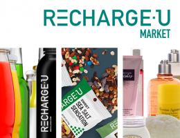 Picture of snacks and drinks. Shop Recharge U Market.