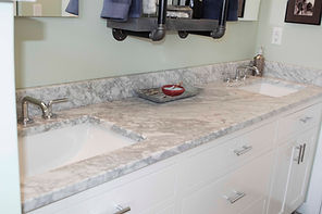 Bathroom vanity top created by quartz fabricator Pistritto Marble Imports in Hartford, Connecticut