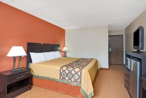 Guest room at the Super 8 by Wyndham Stamford/New York City Area in Stamford, Connecticut